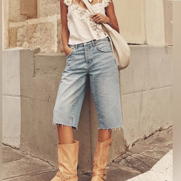 Free People We The Free Jam Session Relaxed Capri Jeans - Picture 1 of 3